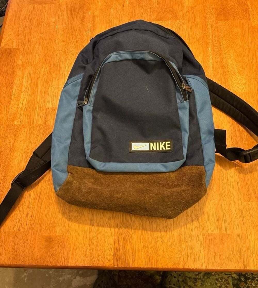 Vintage Nike F8 Sky Backpack Navy Blue Suede Bottom